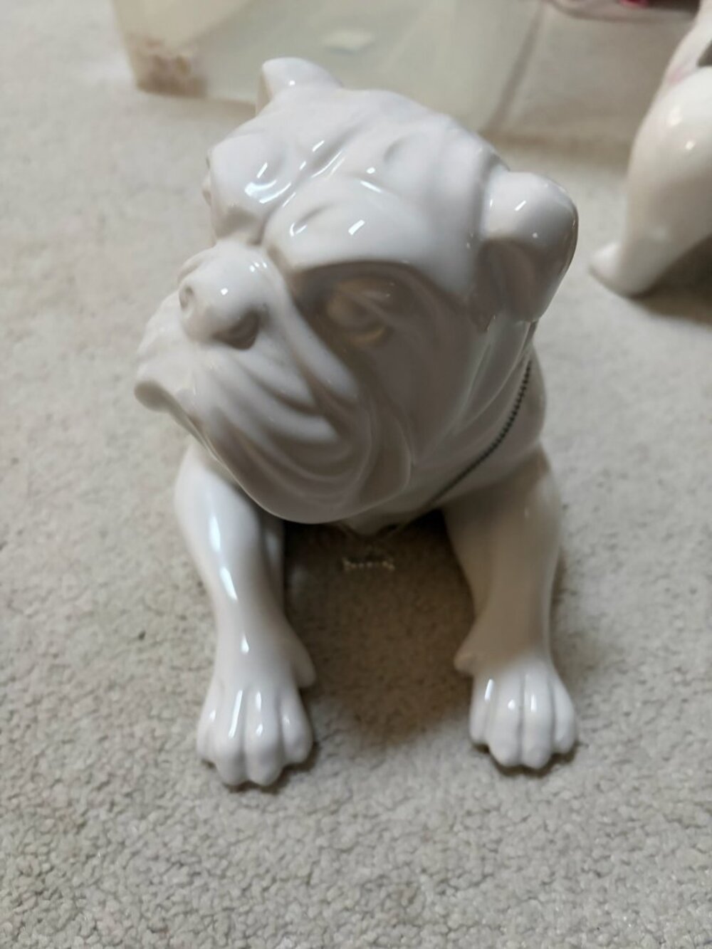 White Ceramic Laying English Bulldog Figurine - NWT
